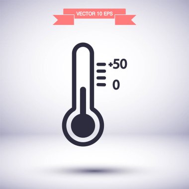 Termometre vektör simgesi, lorem ipsum düz tasarım