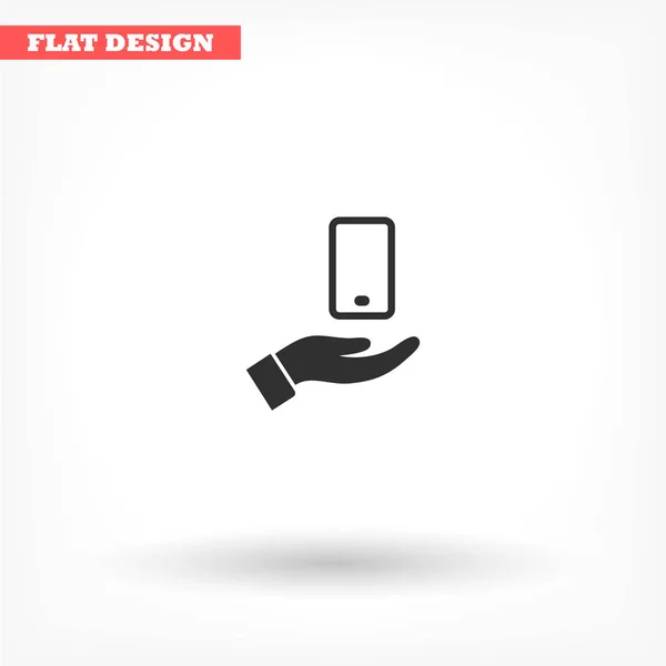Téléphone dans la main icône, lorem ipsum Design plat — Image vectorielle