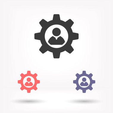 İnsan ve dişli vektör simgesi, lorem ipsum düz tasarım