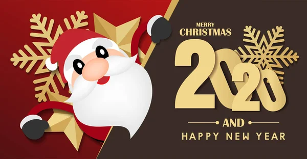 メリークリスマス2020年新年のベクトルデザイン — ストックベクタ