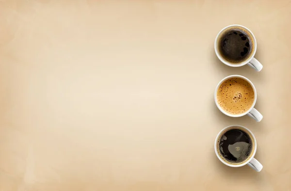 Egy Csésze Kávé Barna Papíron Felülnézet — Stock Fotó
