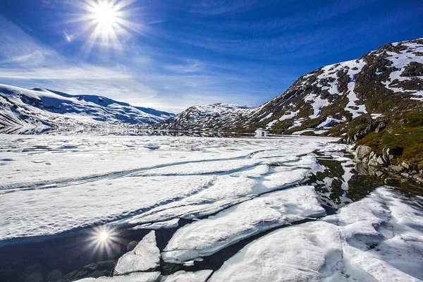 Fjord Táj Gyönyörű Felhők Kövek Előtt Norvégia — Stock Fotó