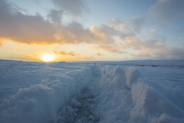 Islandská Zimní Cesta Únor — Stock fotografie