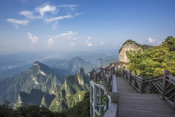 Cinas Strade Più Pericolose Con Curve Tongtian Highway Tianmen Mountain — Foto Stock