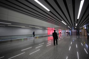 31/01/2020 Guangzhou, China: Empty airport and canceled flights because coronavirus disease (COVID-19) clipart