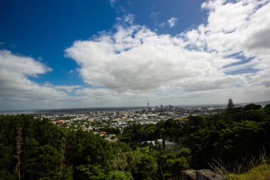 Yeni Zelanda 'nın Kuzey Adası' ndaki Auckland şehrinin Eden Dağı manzarası.