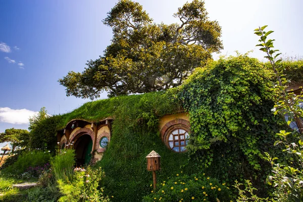 Bilbos Hobbit Hole Matamata Severním Ostrově Nového Zélandu Blízkosti Aucklandu — Stock fotografie