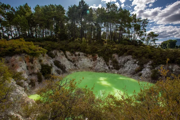 Devil Bath Green Pond Wai Tapu Thermal Wonderland Rotorua North — Stock Photo, Image
