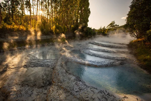 Wairakei Terraces Volcanic Heated Water Rises Plumes Taupo New Zealand — Stock Photo, Image