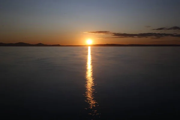 Puesta Sol Lago Taupo Nueva Zelanda — Foto de Stock