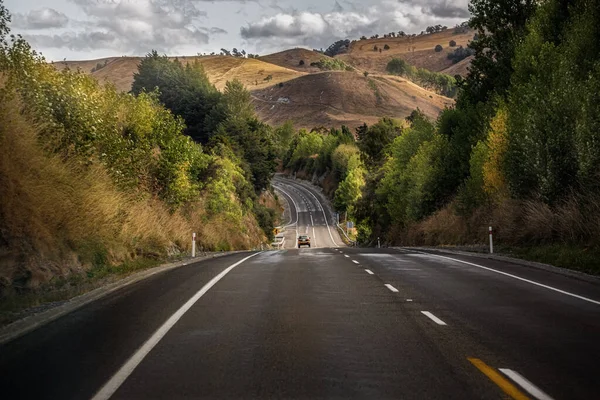 Road Resa Till Nya Zeeland Med Vacker Utsikt Över Bergen — Stockfoto
