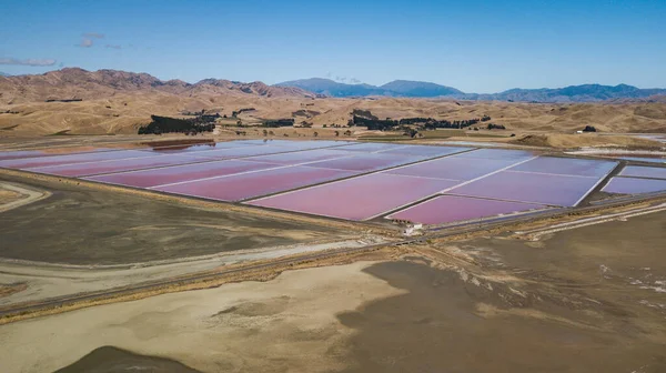 Grassmere Lago Rosa Nova Zelândia Lago Usado Para Produção Sal — Fotografia de Stock