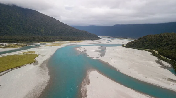 Aerial View Delta Haast River Haast Pass New Zealand Drone — Stock Photo, Image