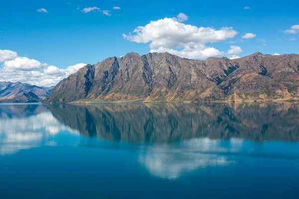 Reflet Lac Hawea Dans Île Sud Nouvelle Zélande — Photo