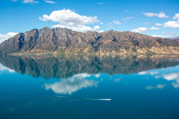 Reflet Lac Hawea Dans Île Sud Nouvelle Zélande — Photo