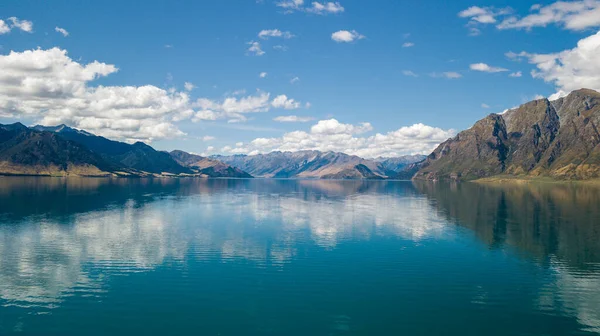 Reflet Lac Hawea Dans Île Sud Nouvelle Zélande — Photo