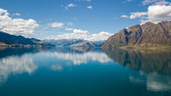 Reflet Lac Hawea Dans Île Sud Nouvelle Zélande — Photo