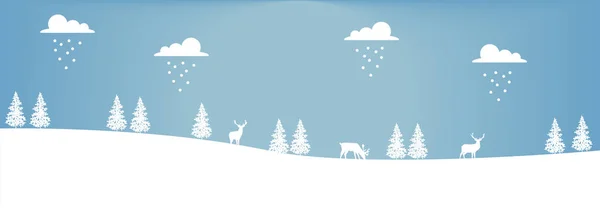 Ciervos en la nieve — Vector de stock