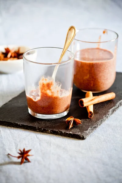 Glasses Of Chocolate Mousse — Stock Photo, Image