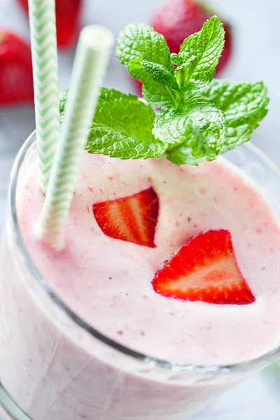 Strawberry Milshake närbild — Stockfoto