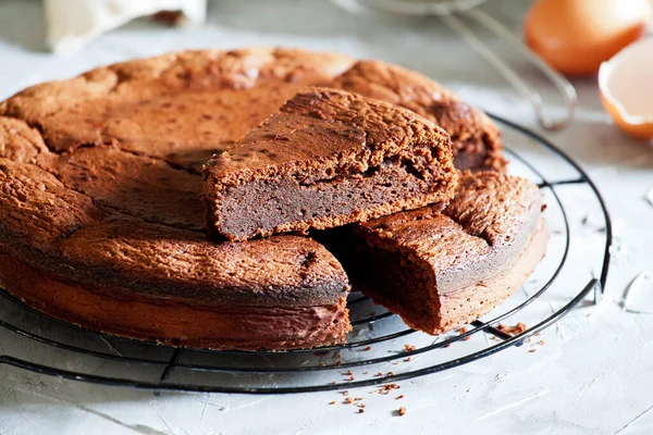 Крупный План Домашнего Вкусного Шоколадного Торта — стоковое фото
