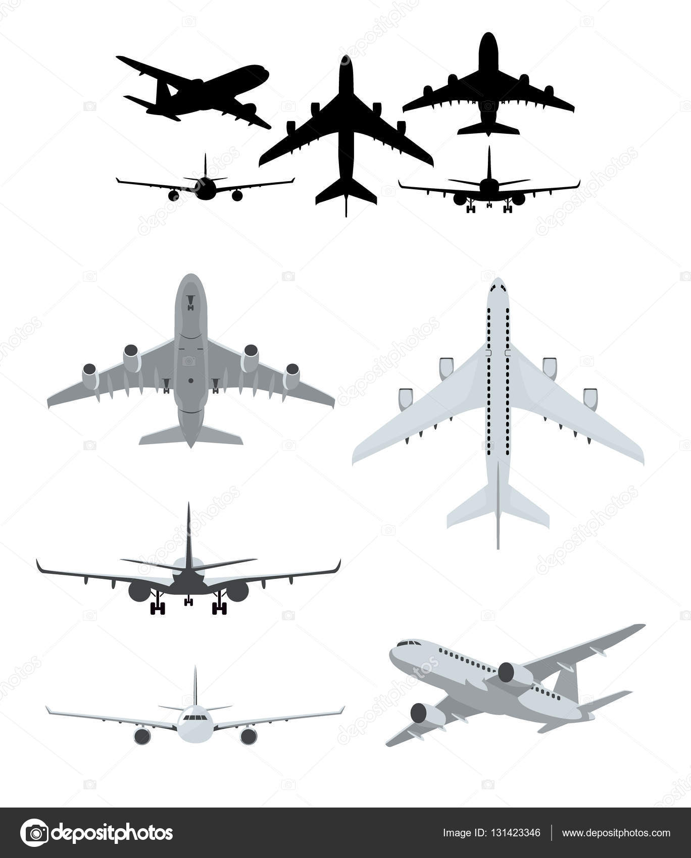 飛行機のシルエット コレクション ストックベクター C Levente