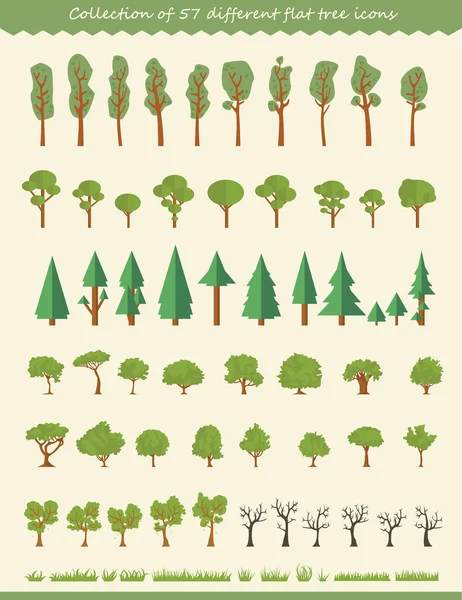 Duży zbiór ilustracji drzewa — Wektor stockowy