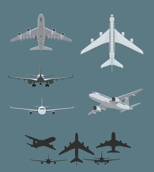 Colección de siluetas de avión — Archivo Imágenes Vectoriales