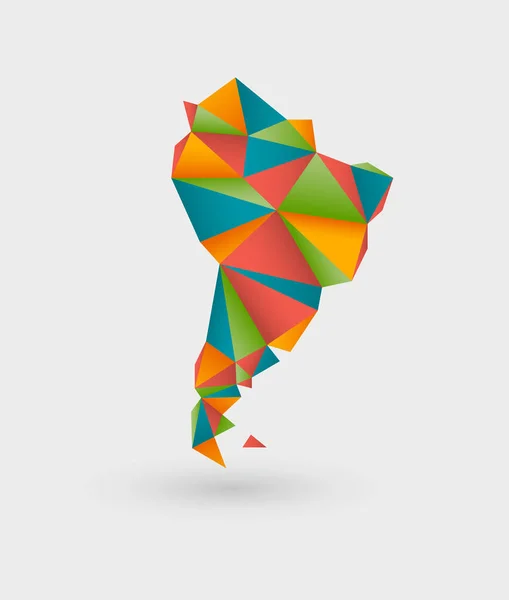 Mapa en origami de América del Sur — Vector de stock