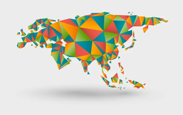 Origami χάρτη της Ευρώπης και της Ασίας — Διανυσματικό Αρχείο