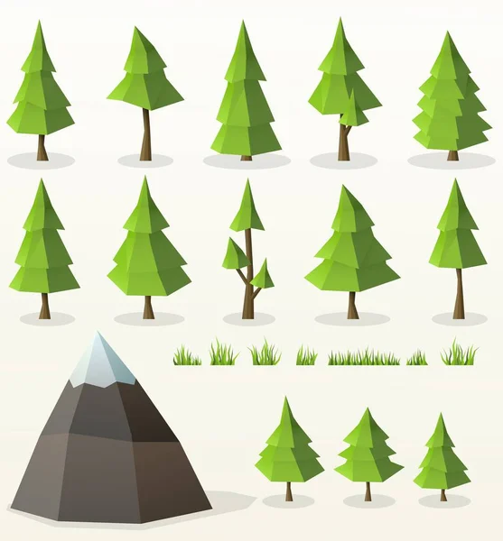 Low poly conifer trees set Royalty Free Stock Illustrations