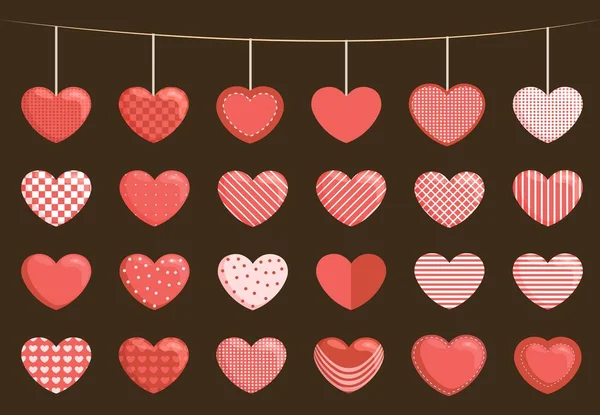 Collection of sewed hearts Stock Vector