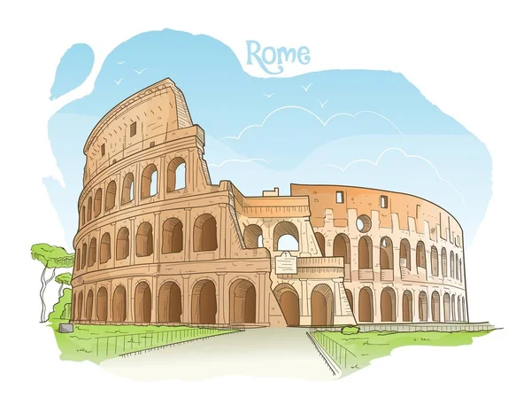 Colosseum, Rom, Italien. Vektorillustration. — Stock vektor