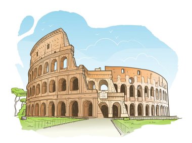 Sketch of the Colosseum, Rome clipart