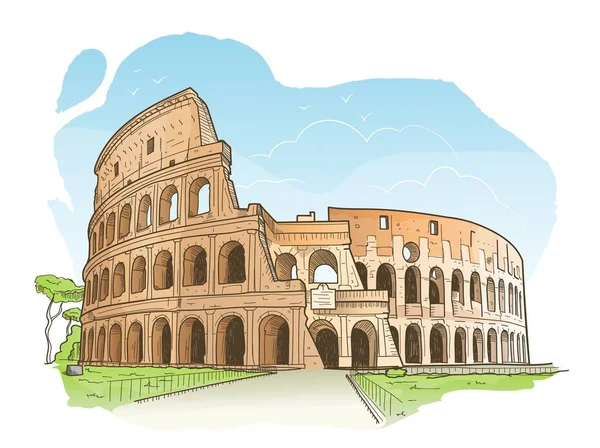 Esboço do Coliseu, Roma — Vetor de Stock