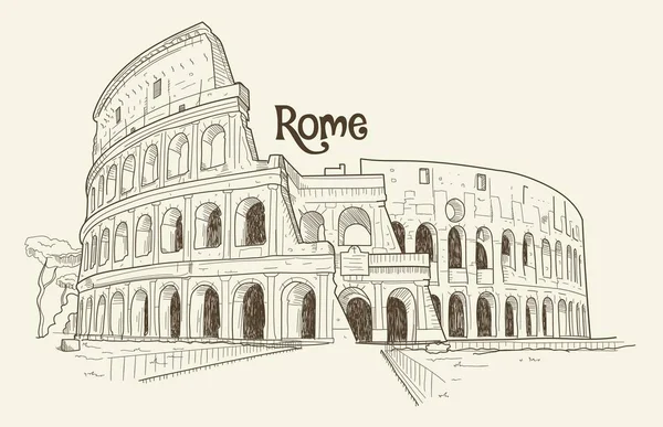Coliseo, ilustración vectorial, dibujado a mano, boceto — Vector de stock