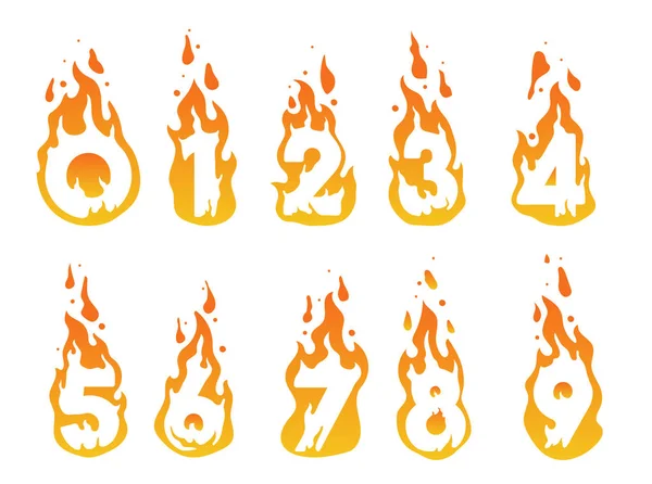 Ilustração dos números em chamas — Vetor de Stock