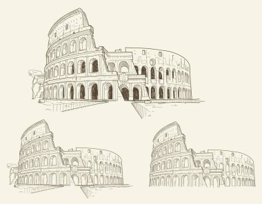 Colosseum elle çizilmiş vektör illüstrasyon izole