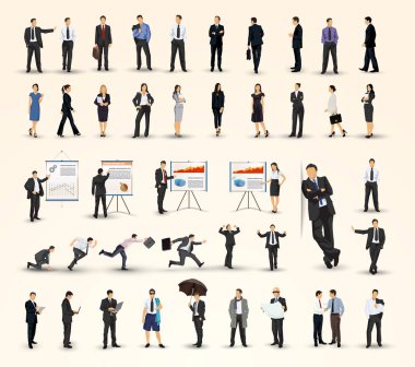 İş insanlar resimlerde farklı pozlar topluluğu