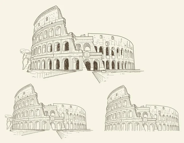Colosseum elle çizilmiş vektör illüstrasyon izole