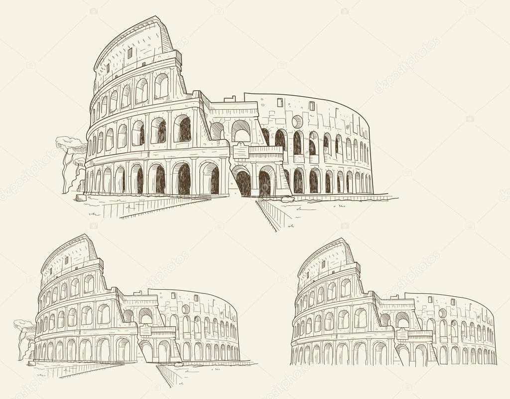 Colosseum hand drawn vector illustration isolated