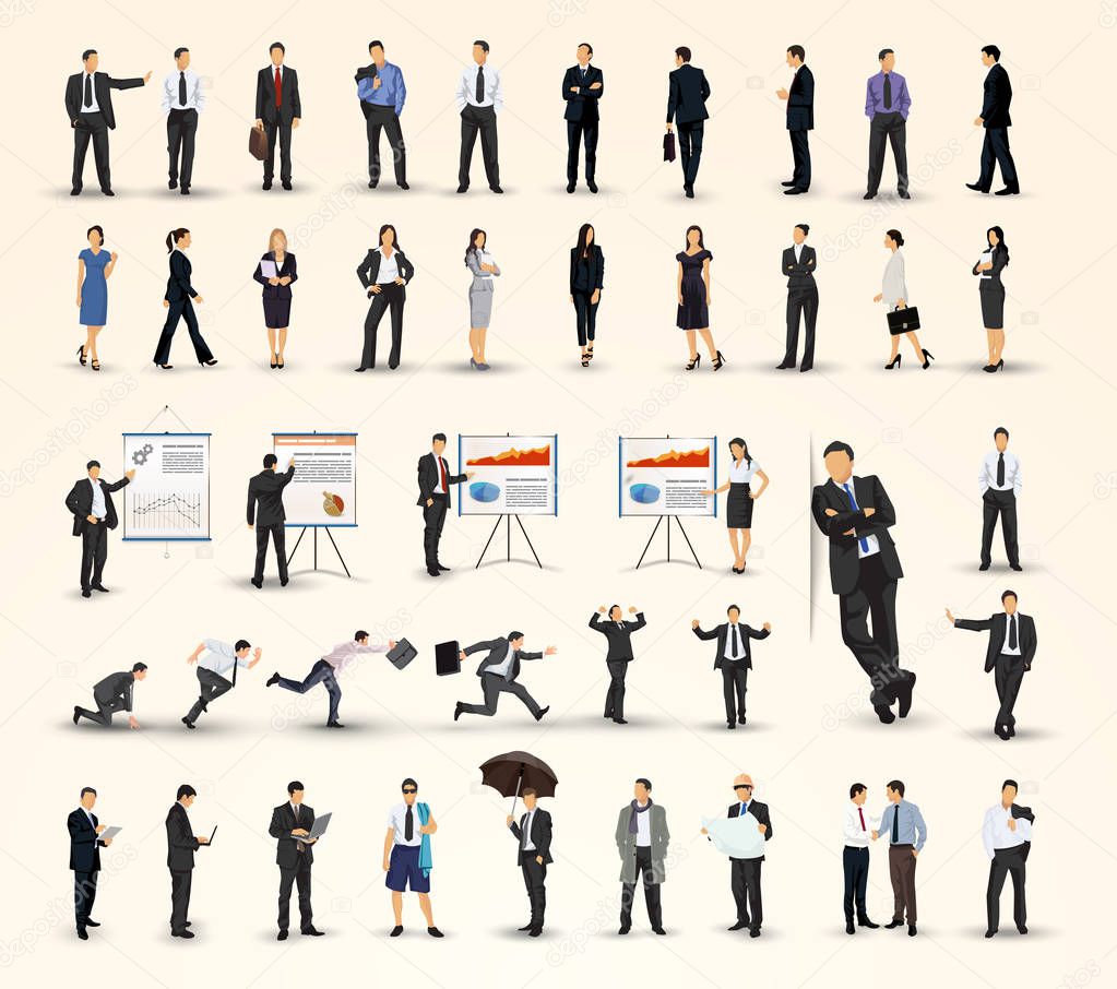 Collection of business people illustrations in different poses