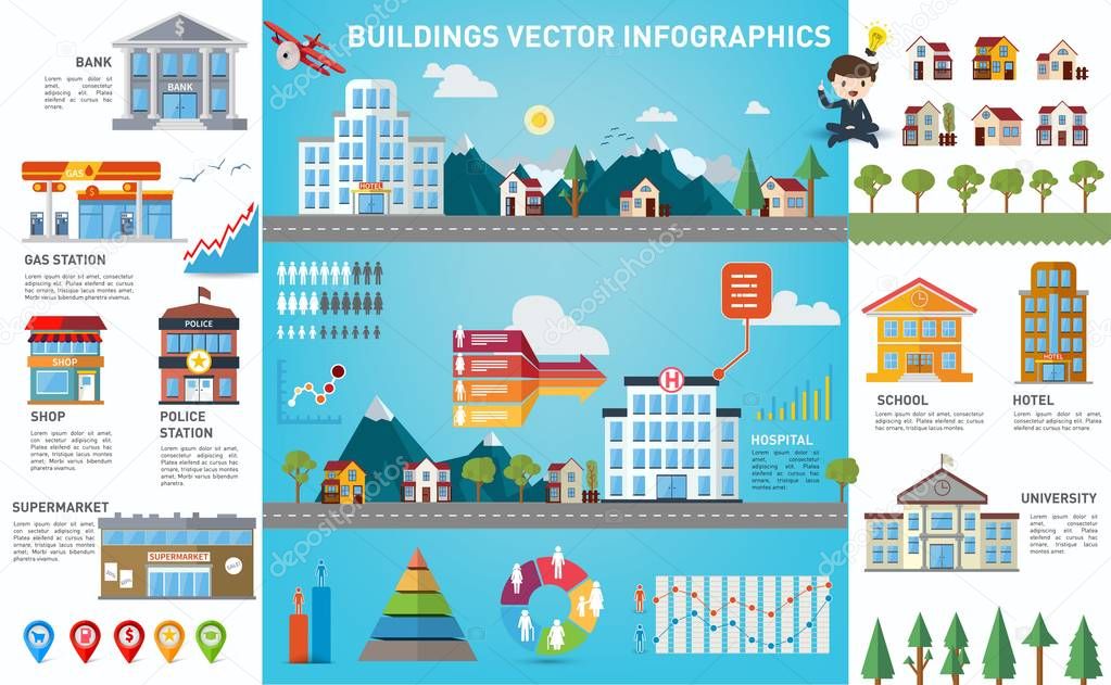 City buildings infographics