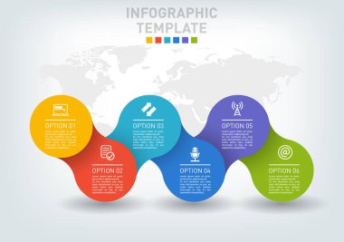 Beş seçenek ile düz infographics zaman çizelgesi.
