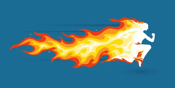 Coureur en flamme — Image vectorielle