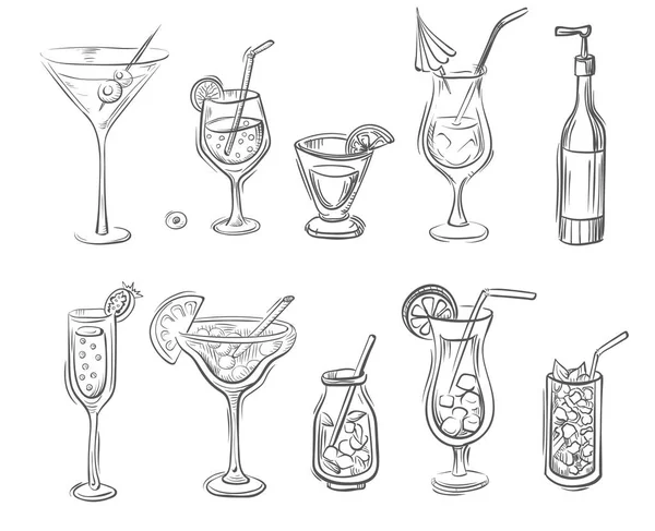 Illustration vectorielle gribouillée de cocktails — Image vectorielle