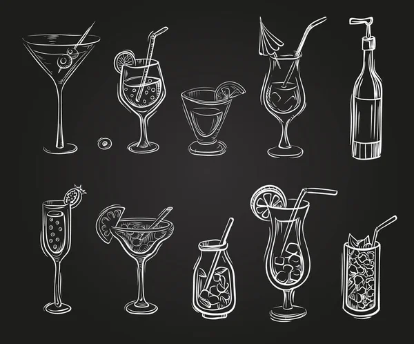 Conjunto vetorial de copos de cocktail — Vetor de Stock