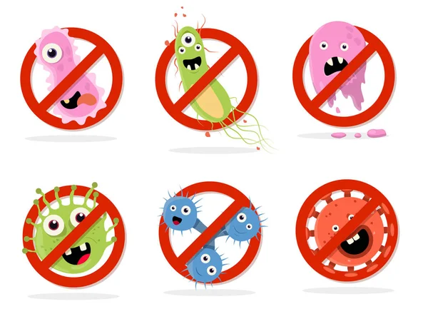 Stop bacteria cartoon vector illustration Stock Illustration