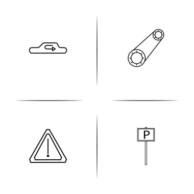 Arabalar ve ulaşım basit doğrusal Icons set. Seviyelendirilmiş vektör simgeler