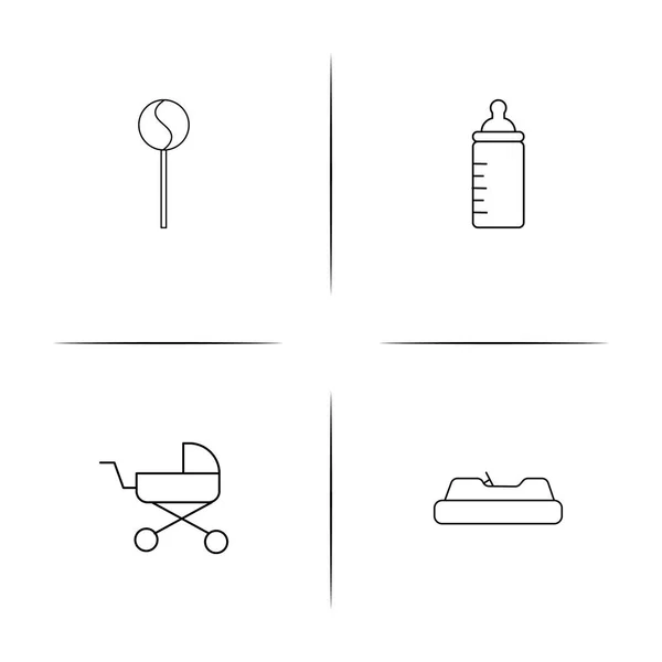 Dziecko, dziecko i noworodka zestaw prostych ikon liniowe. Kontury wektorowe ikony — Wektor stockowy